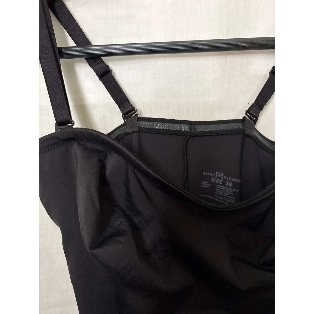 Ruby Ribbon Black‎ Shapewear Full Slip Adjustable Straps  Size 36 Compression